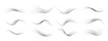 Dotted halftone waves set. Flowing wavy lines patterns. Abstract liquid shapes, wave effect dotted gradient textures
