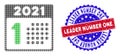 Dot Halftone 2021 year first day Icon and Bicolor Leader Number One Textured Stamp Royalty Free Stock Photo