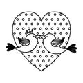 Dotted heart love and birds couple valentines card Royalty Free Stock Photo