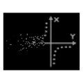 White Disappearing Pixelated Halftone Dotted Hyperbola Plot Icon