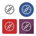 Dotted icon of compass in four variants