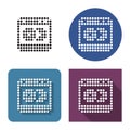 Dotted icon of dishwashing machine in four variants