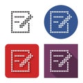 Dotted icon of document and pencil in four variants