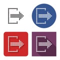 Dotted icon of exit logout in four variants.