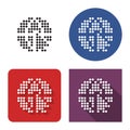 Dotted icon of globe with pointer arrow go to web in four variants Royalty Free Stock Photo