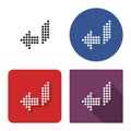 Dotted icon of left orthogonally curved arrow in four variants Royalty Free Stock Photo