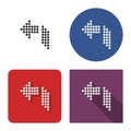 Dotted icon of left orthogonally curved arrow in four variants Royalty Free Stock Photo