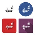 Dotted icon of left orthogonally curved arrow in four variants Royalty Free Stock Photo