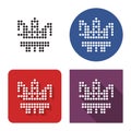 Dotted icon of offshore oil platform in four variants