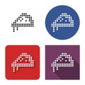 Dotted icon of pizza in four variants