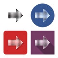 Dotted icon of right direction arrow in four variants