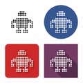 Dotted icon of robot in four variants