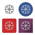 Dotted icon of snowflake in four variants