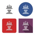 Dotted icon of worker in construction safety helmet in four variants