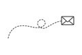 Dotted line envelope icon. Send letter illustration symbol. Sign fly messege vector Royalty Free Stock Photo