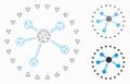 Dotted Links Diagram Vector Mesh Network Model and Triangle Mosaic Icon