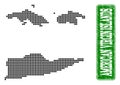 Dotted Map of American Virgin Islands and Grunge Rectangle Rounded Caption