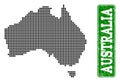 Dotted Map of Australia and Grunge Rectangle Rounded Caption