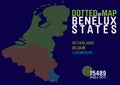 A dotted map of the benelux states netherlands, belgium and luxembourg Royalty Free Stock Photo