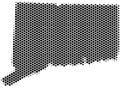 Dotted map of the state of Connecticut in the USA made of hexagons, scale 50x50 elements.