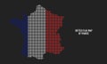 Dotted Flag Map of France Vector Illustration with Dark Background