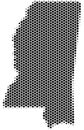 Dotted map of the state of Mississippi in the USA made of hexagons, scale 50x50 elements. Royalty Free Stock Photo