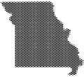 Dotted map of the state of Missouri in the USA made of hexagons, scale 50x50 elements. Royalty Free Stock Photo