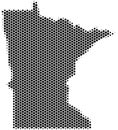 Dotted map of the state of Minnesota in the USA made of hexagons, scale 50x50 elements. Royalty Free Stock Photo