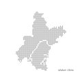Dotted map of Wuhan China. Map abstract