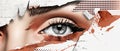 Dotted modern illustration of a closed female eye. Halftone effect. Royalty Free Stock Photo