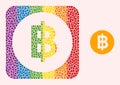 Dotted Mosaic Bitcoin Coin Carved Icon for LGBT