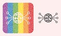 Dotted Mosaic Brain Circuit Carved Pictogram for LGBT