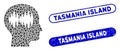 Dotted Mosaic Brain Waves with Distress Tasmania Island Stamps