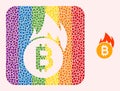 Dotted Mosaic Burn Bitcoin Stencil Pictogram for LGBT