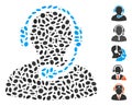 Dotted Mosaic Call Center Worker