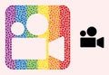 Dotted Mosaic Cinema Camera Stencil Pictogram for LGBT