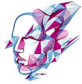 Dotted particles human portrait, abstract human head vector wave shapes array, Artificial Intelligence, pc programming software