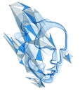 Dotted particles human portrait, abstract human head vector wave shapes array, Artificial Intelligence, pc programming software Royalty Free Stock Photo