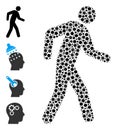 Dotted Pedestrian Mosaic of Round Dots and Other Icons