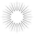 Dotted radial element. Graphic pattern of black dots on white background.