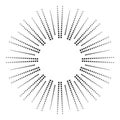 Dotted radial element. Graphic pattern of black dots on white background.