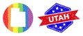 Bright Pixel Map of Utah State Collage with Stencil for LGBT and Distress Bicolor Seal
