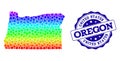 Dotted Spectrum Map of Oregon State and Grunge Stamp Seal Royalty Free Stock Photo