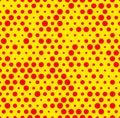 Dotted repeatable popart like duotone pattern. Speckled red yell Royalty Free Stock Photo