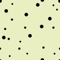 Dotted seamless pattern. Black Polka Dot on beige background Background. Vector illustration. Monochrome minimalist