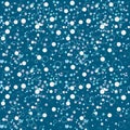 Colorful messy dots on blue background. Festive seamless pattern with round shapes - circle, rings. Royalty Free Stock Photo