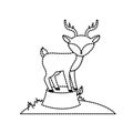 Dotted shape cute deer animal in bole wood tree