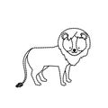 Dotted shape cute lion wild animal icon