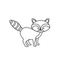 Dotted shape cute raccoon wild animal icon