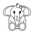 Dotted shape female elephant cute animal with ribbon bow